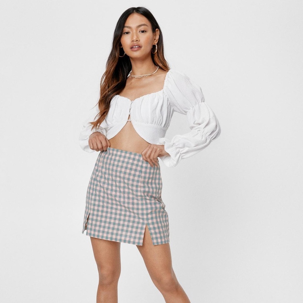 NTW! NASTY GAL Mini Skirt | Side Mini Slits - Pink/Green | Size 4